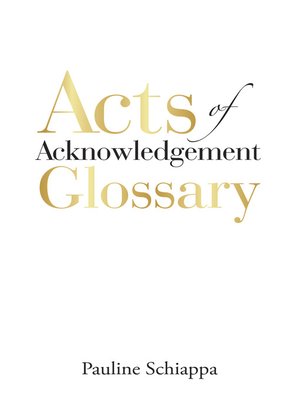 cover image of Acts of Acknowledgement Glossary